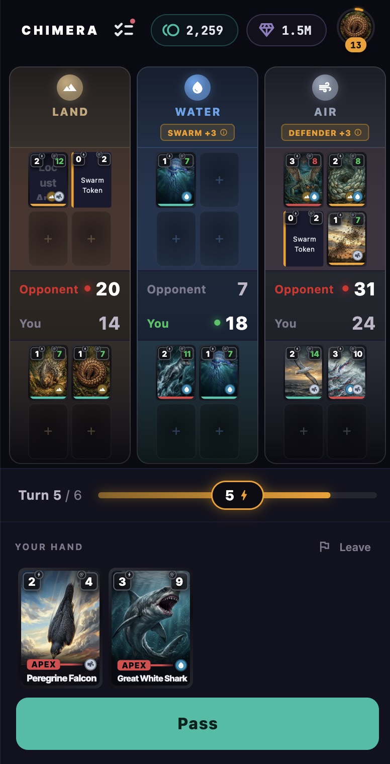 A Chimera three-lane battle