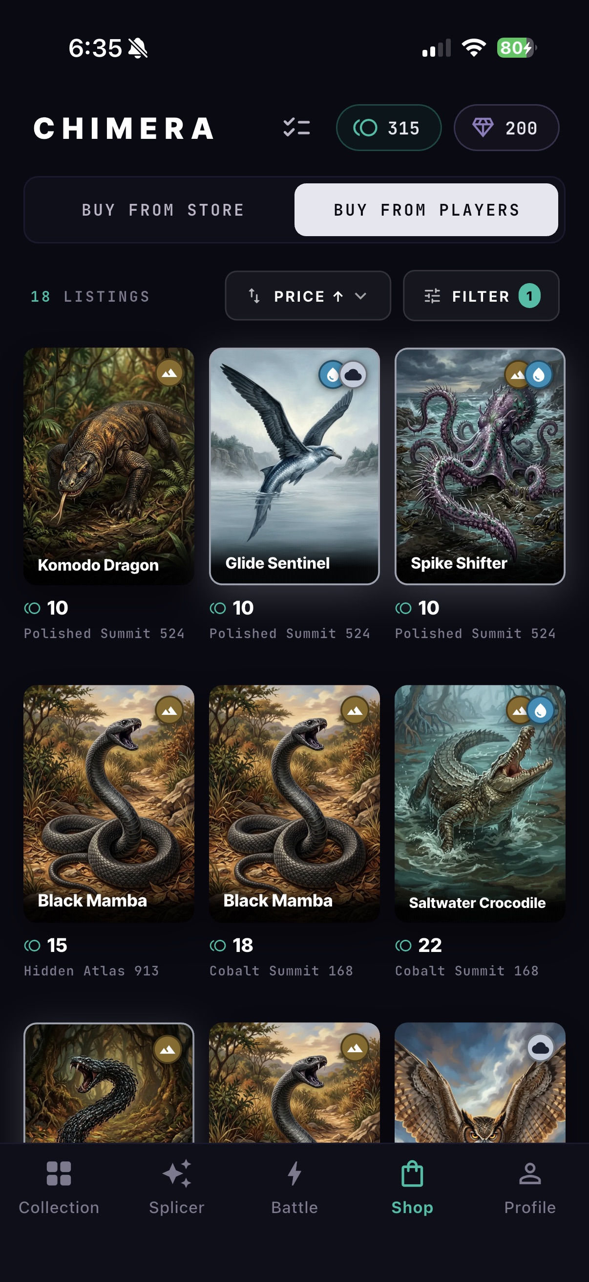 The Chimera player marketplace